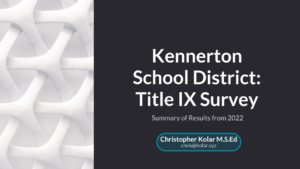 Intro slide to a Title IX demonstration report on beautiful.ai